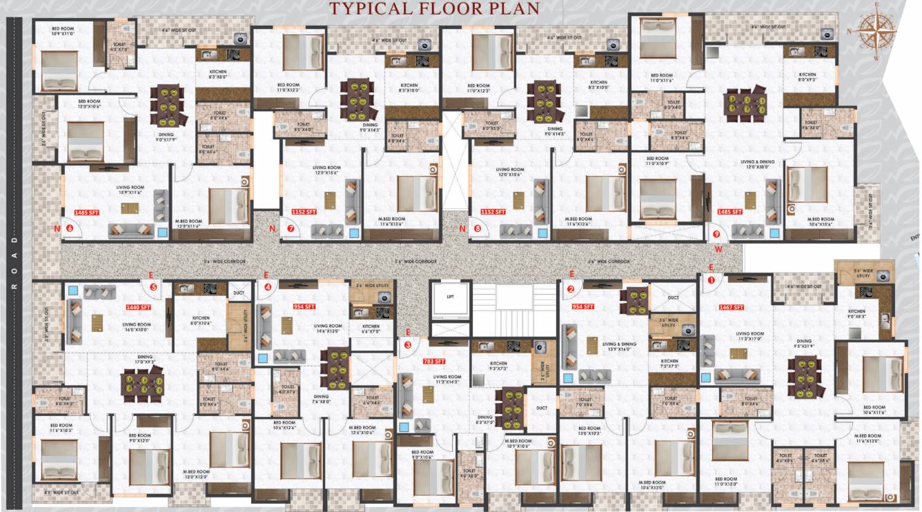 pristine apartment Pristine Apartment Cluster Plan from 1st to 5th Floor