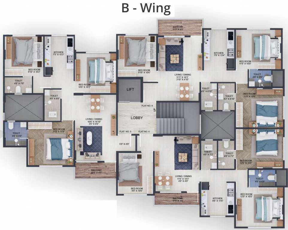  luxuria Wing B Cluster Plan for Typical Floor