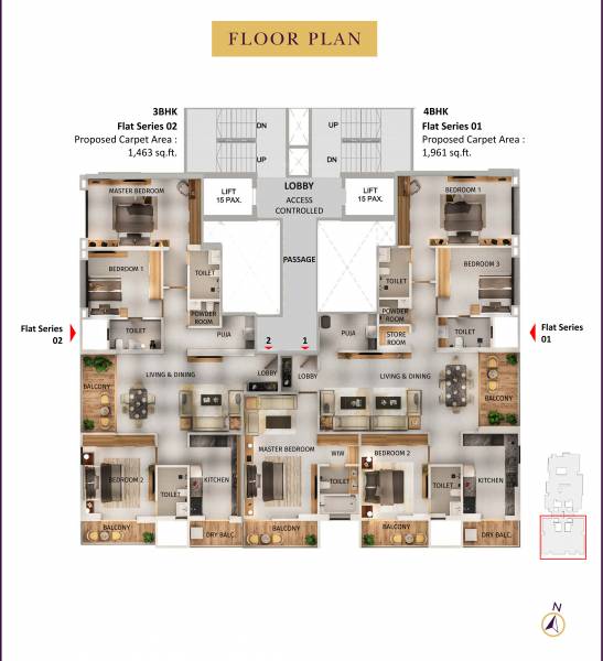  west-view A Building Cluster Plan for Typical Floor