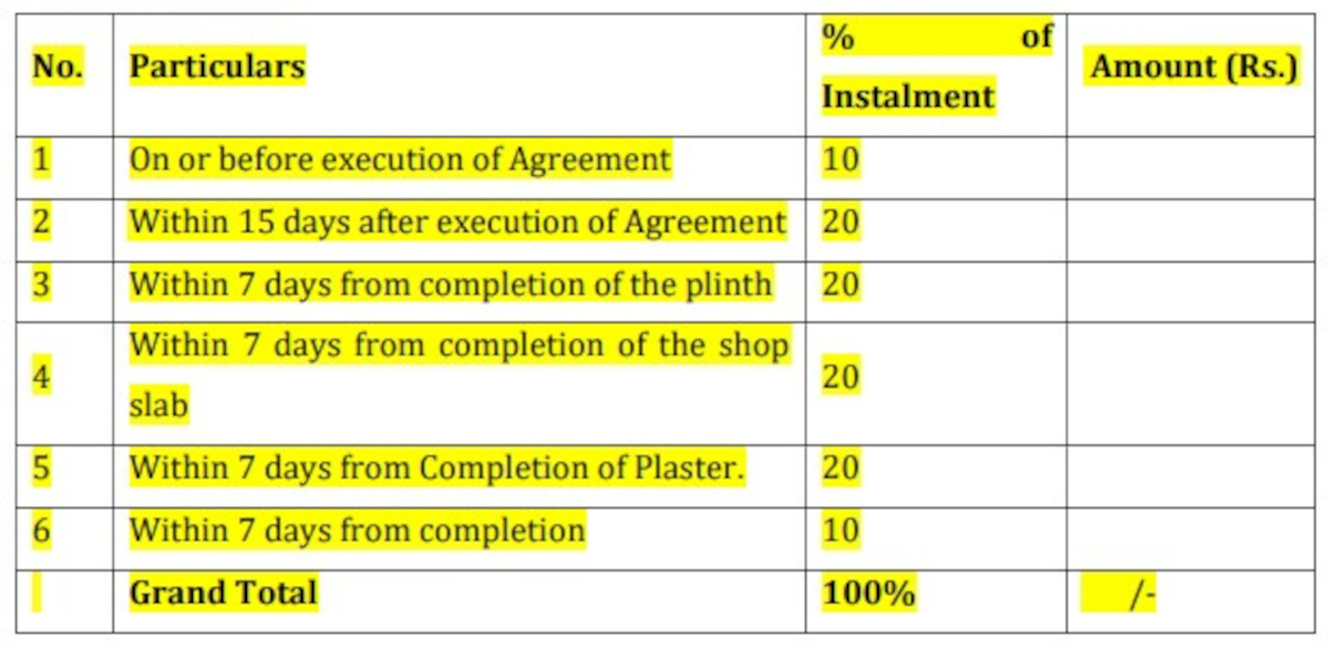 yoo-pristine Construction Linked Payment (CLP) Payment Plan