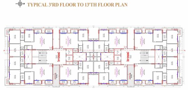  sahjanand-sky Tower A B Cluster Plan from 3rd to 13th Floor