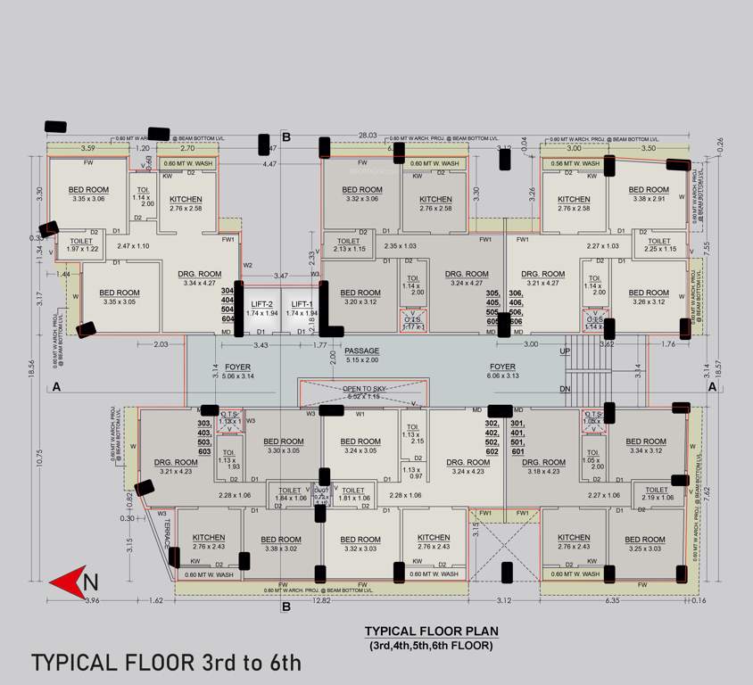  skyline Block A Cluster Plan from 3rd to 6th Floor