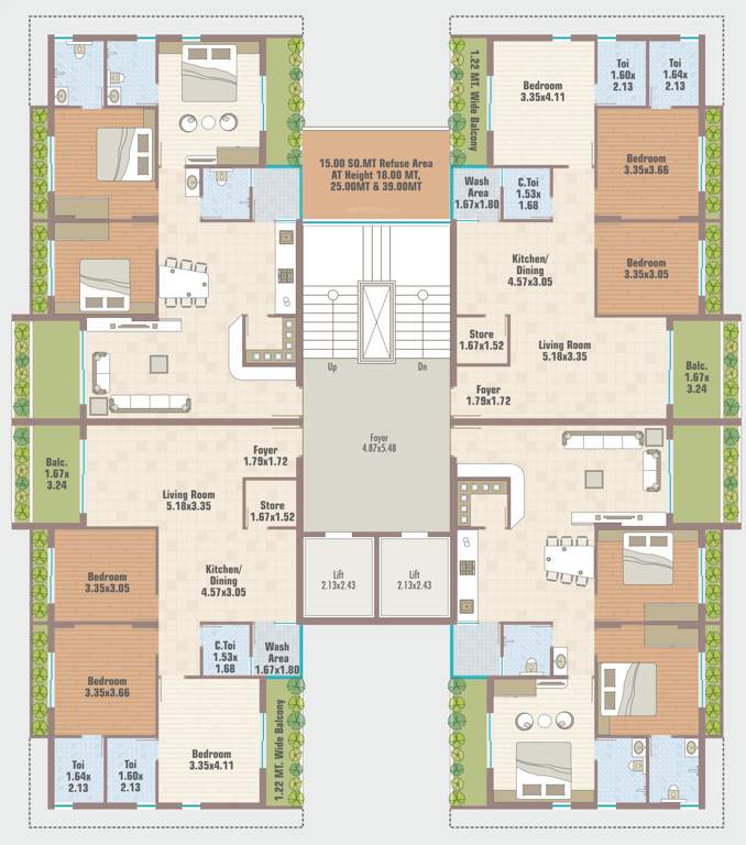 the maple skywalk Tower A1 Cluster Plan from 1st to 11th Floor A1, A2, A3