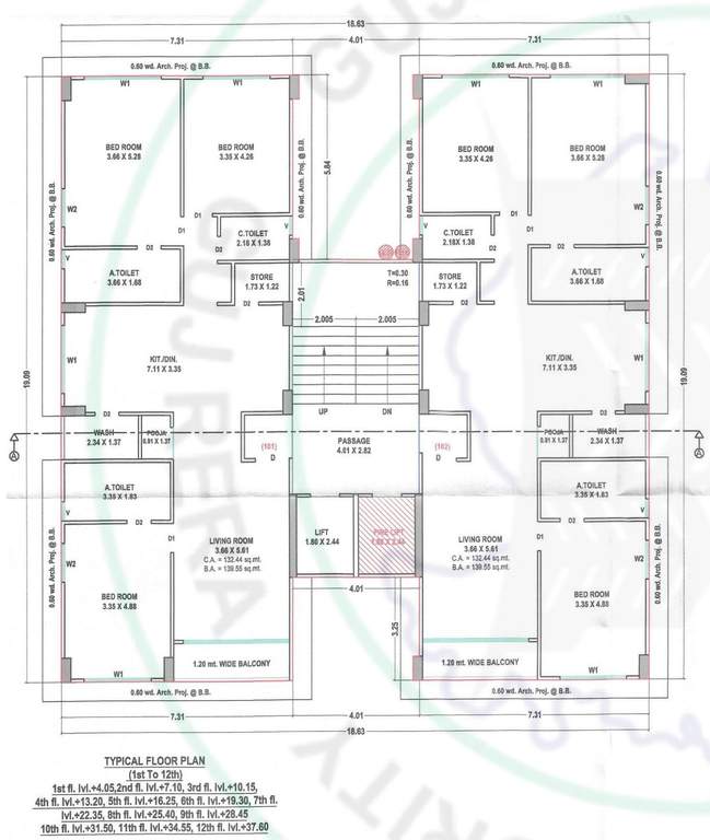 cannon lakeview Building B Cluster Plan from 1st to 12th Floor