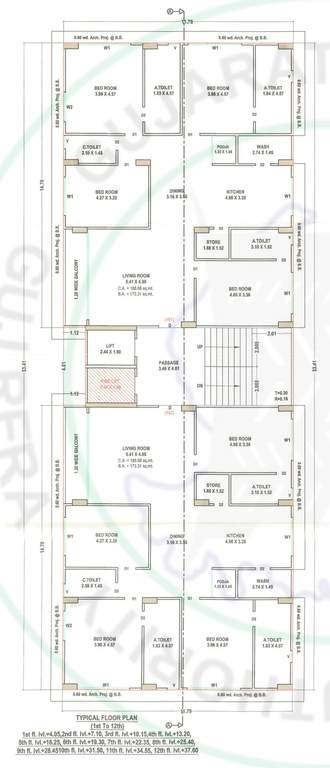  cannon lakeview Building C Cluster Plan from 1st to 12th Floor