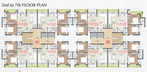  shubham-hills Block A Cluster Plan from 2nd to 7th Floor