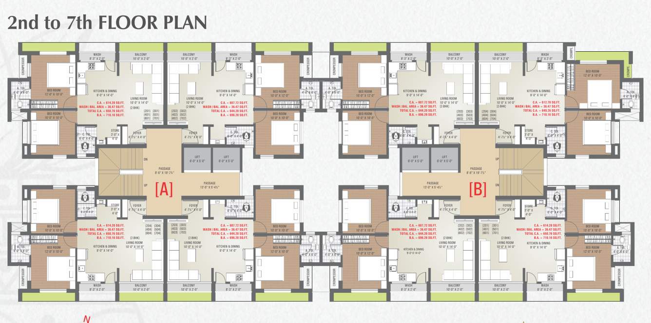  shubham hills Block A Cluster Plan from 2nd to 7th Floor