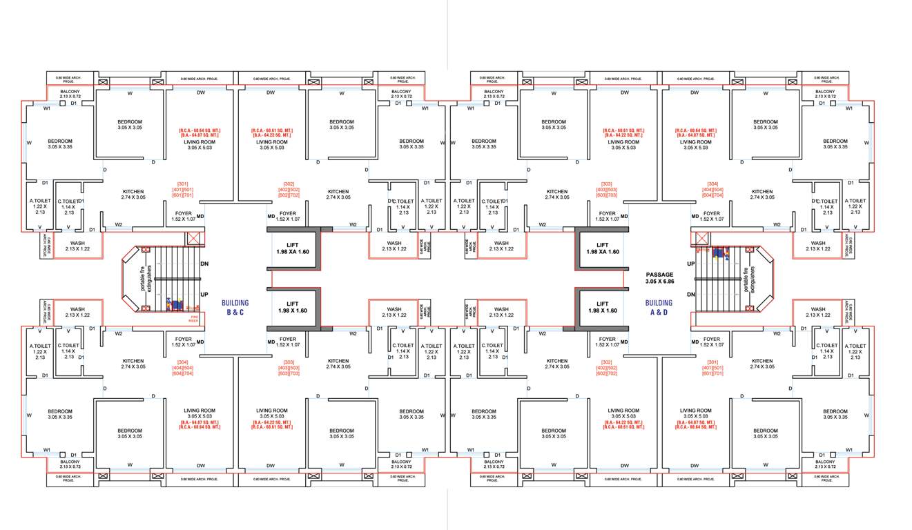  shivalik avenue Block B Cluster Plan from 3rd to 7th Floor