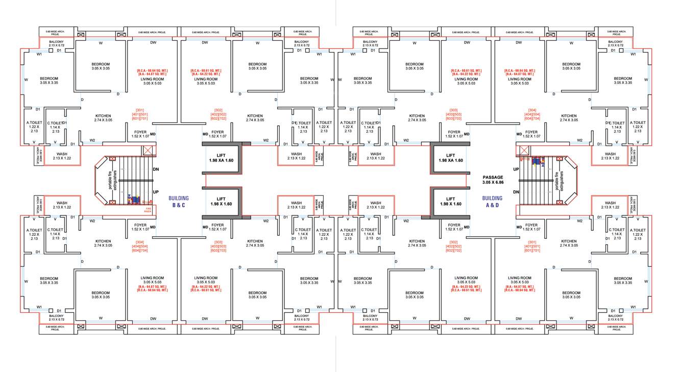 shivalik avenue Block D Cluster Plan from 1st to 7th Floor