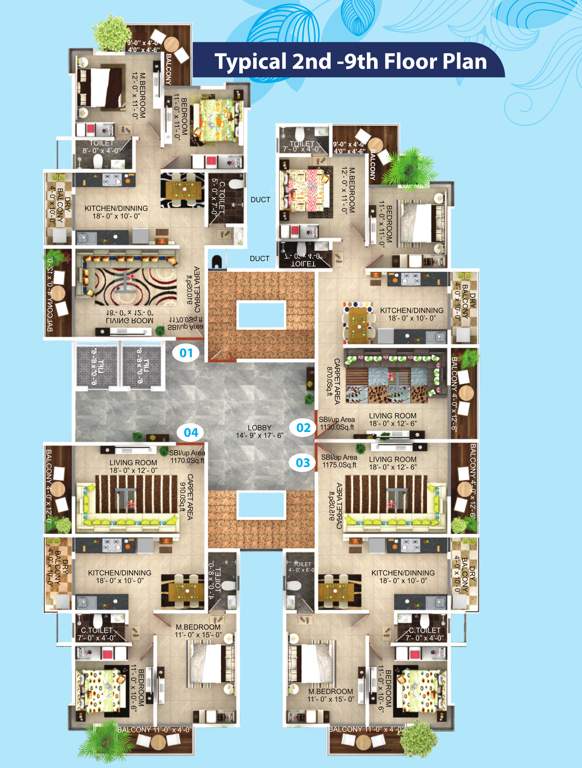  sky garden hills Sky Garden Hills Cluster Plan from 2nd to 9th Floor