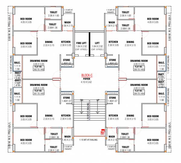  royal-crown Block C Cluster Plan from 3rd to 14th Floor