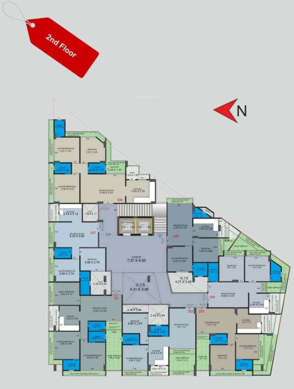  heights Building 1 Cluster Plan for 2nd Floor