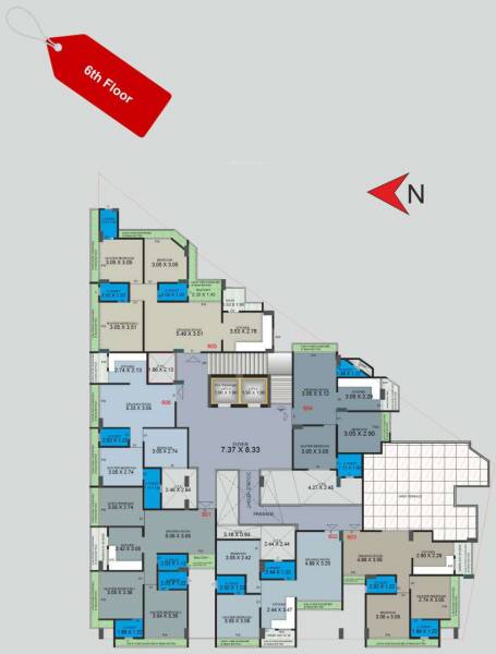  heights Building 1 Cluster Plan for 6th Floor