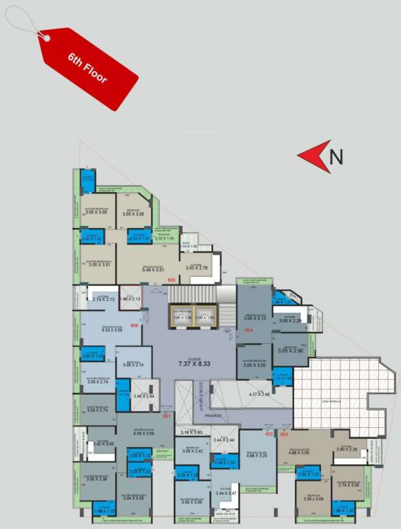  heights Building 1 Cluster Plan for 6th Floor