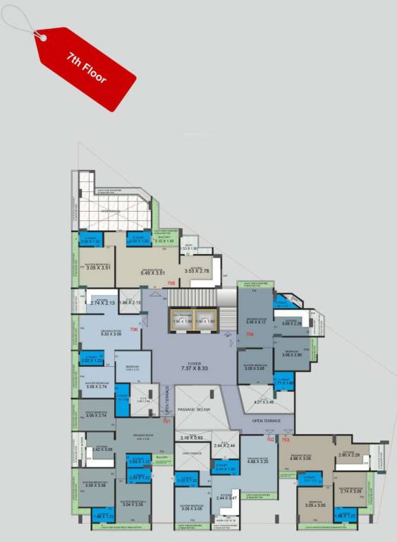  heights Building 1 Cluster Plan for 7th Floor