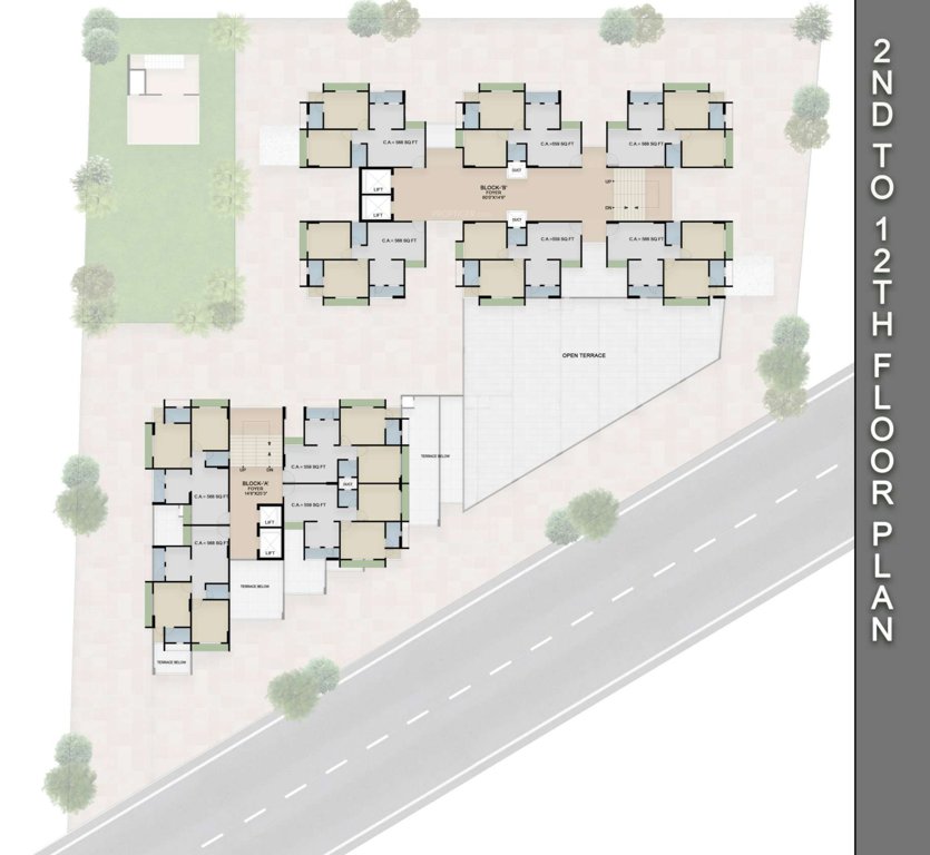 shree skyz Block B Cluster Plan from 2nd to 12th Floor