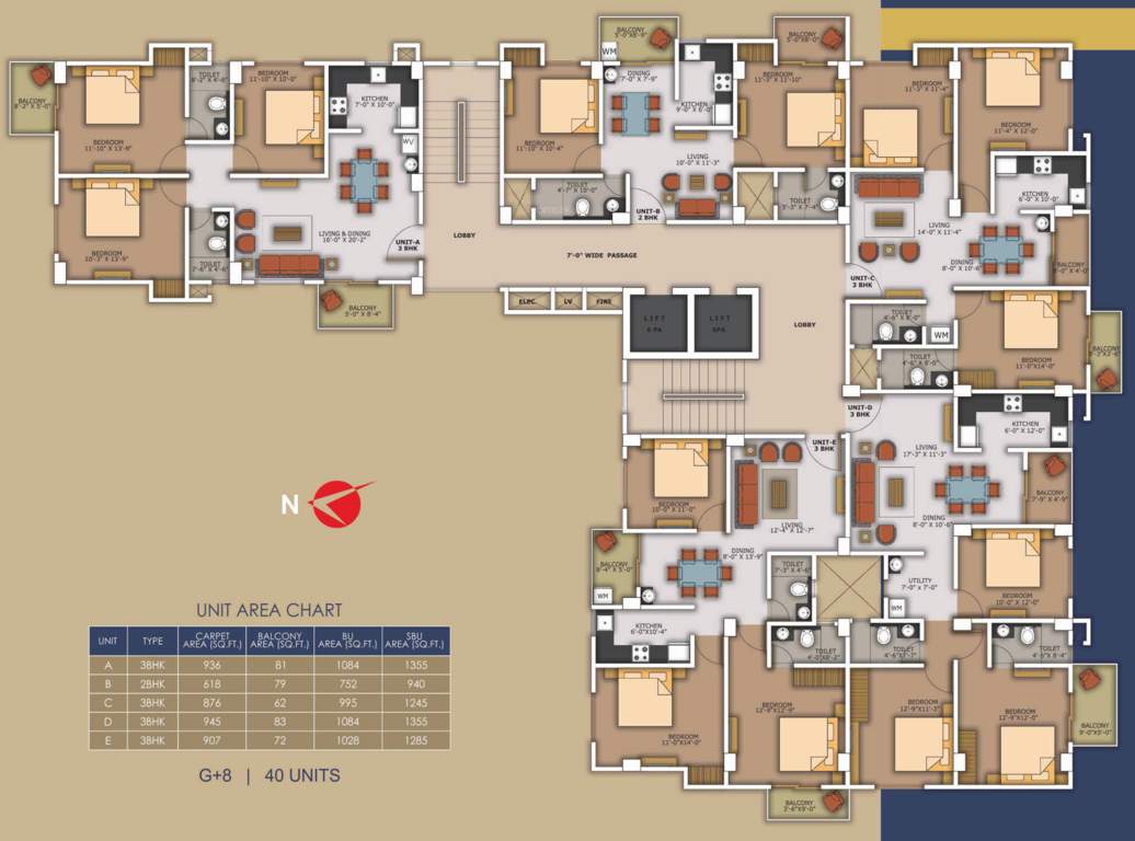 nakul homes Nakul Homes Cluster Plan from 1st to 8th Floor