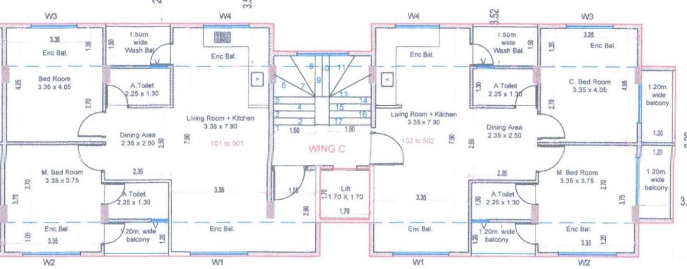  shree balaji heights Wing C Cluster Plan from 1st to 5th Floor