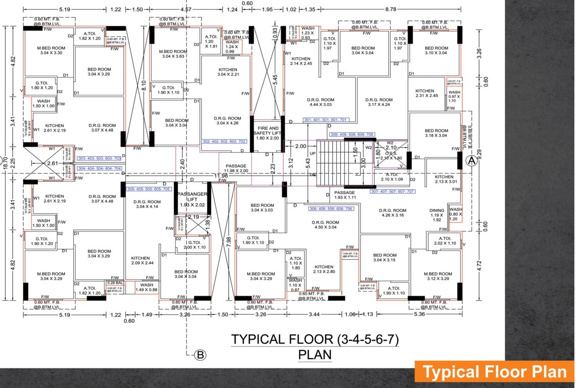 divine edge Tower 1 Cluster Plan from 3rd to 7th Floor
