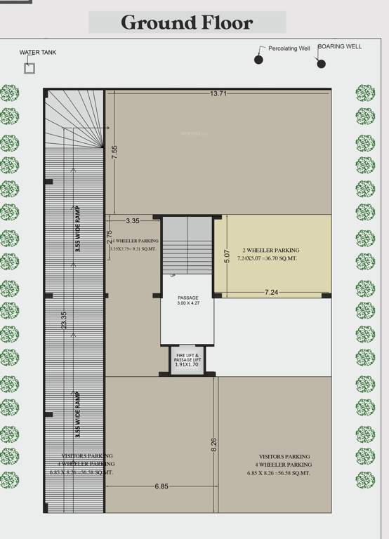  raj gruhi residence ii Tower 1 Cluster Plan for ground Floor