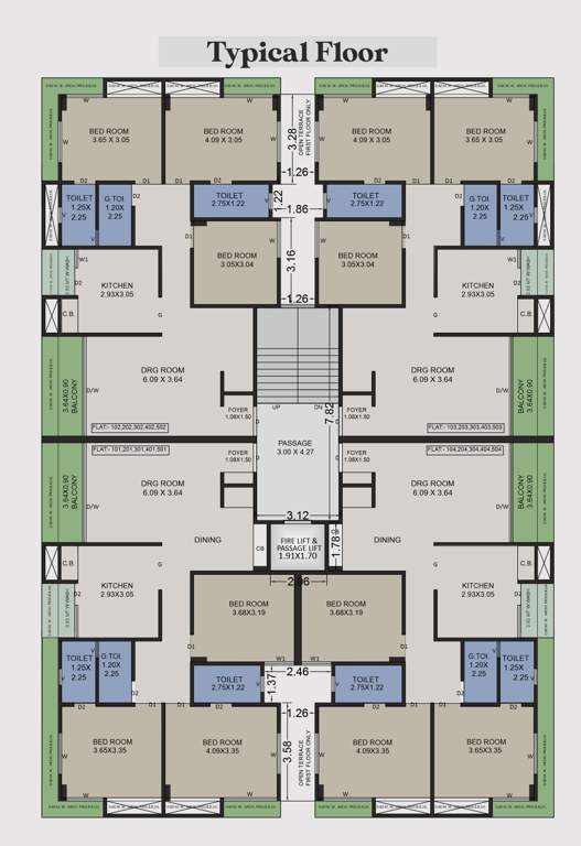  raj gruhi residence ii Tower 1 Cluster Plan from 2nd to 5th Floor