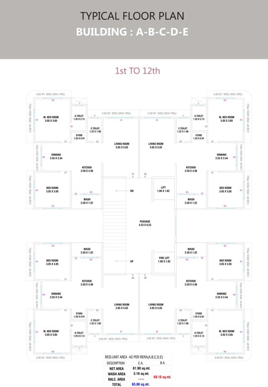  tulsi glorious Building A Cluster Plan from 1st to 12th Floor