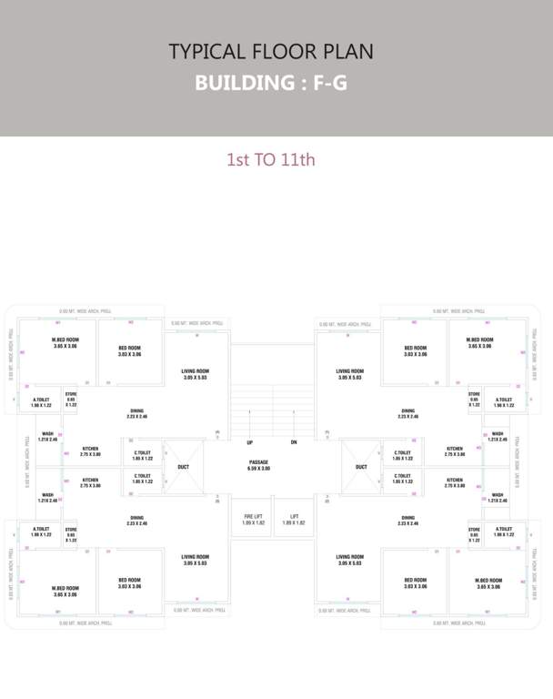  tulsi glorious Building F Cluster Plan from 1st to 11th Floor