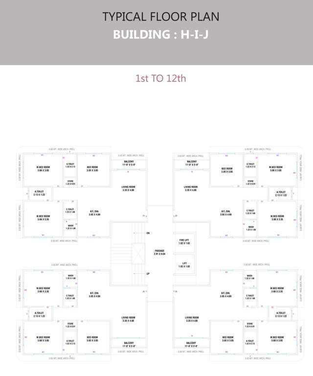  tulsi glorious Building H Cluster Plan from 1st to 12th Floor