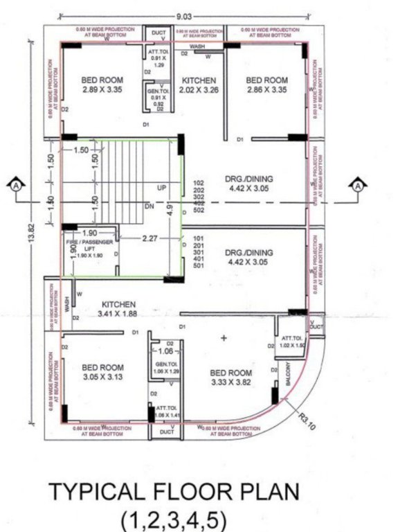  afreen park Tower A Cluster Plan from 1st to 5th Floor