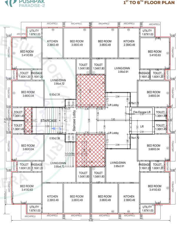  paradise 2 Tower A Cluster Plan from 1st to 6th Floor