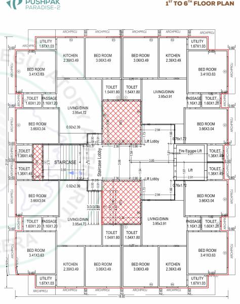 Tower A Cluster Plan from 1st to 6th Floor paradise-2 Tower A Cluster Plan from 1st to 6th Floor