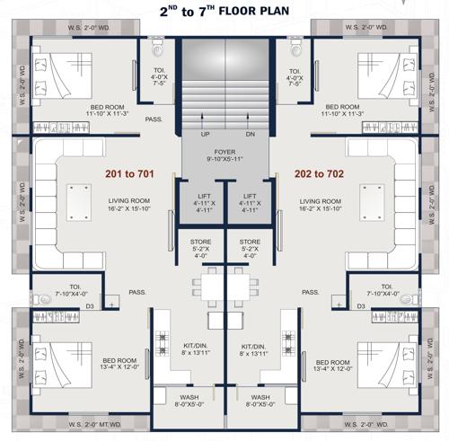 Shubh Heights Ii Cluster Plan from 2nd to 7th Floor shubh-heights-ii Shubh Heights Ii Cluster Plan from 2nd to 7th Floor