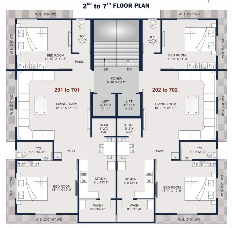  shubh heights ii Shubh Heights Ii Cluster Plan from 2nd to 7th Floor