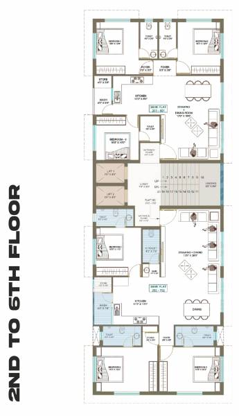  prime Block-1 Cluster Plan from 2nd to 6th Floor