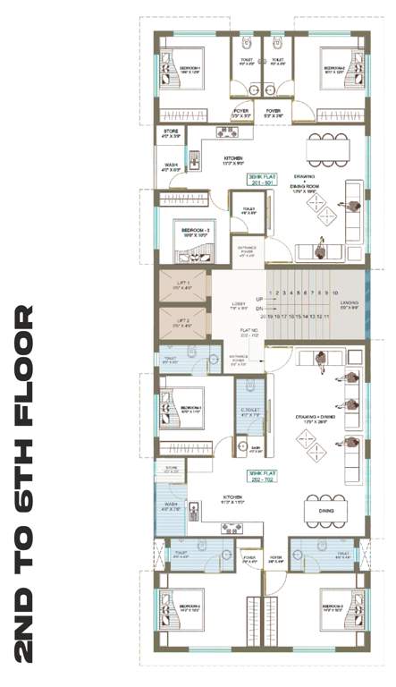  prime Block 1 Cluster Plan from 2nd to 6th Floor