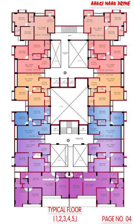 aangi maan prime Tower B Cluster Plan from 1st to 5th Floor