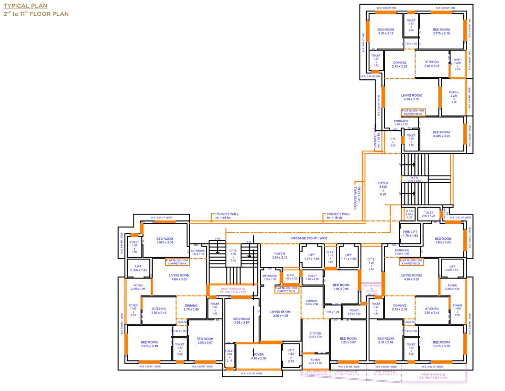 shreedhar 11 Block 1 Cluster Plan from 2nd to 11th Floor