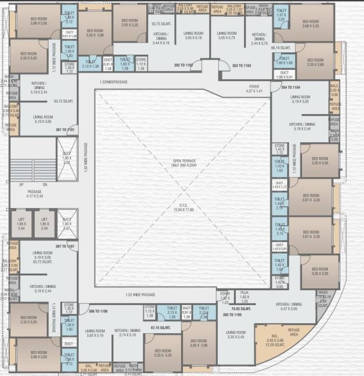 ramnath luxuria Cluster Plan from 3rd to 11th Floor