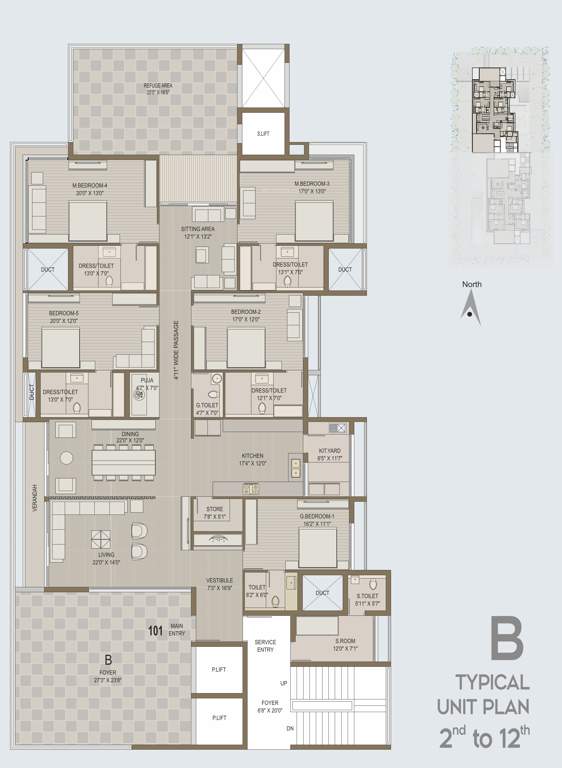  madhav skyline B Cluster Plan from 2nd to 12th Floor