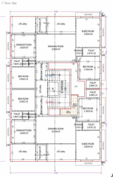  antriksh-skyline Block - 1 Cluster Plan for 1st Floor