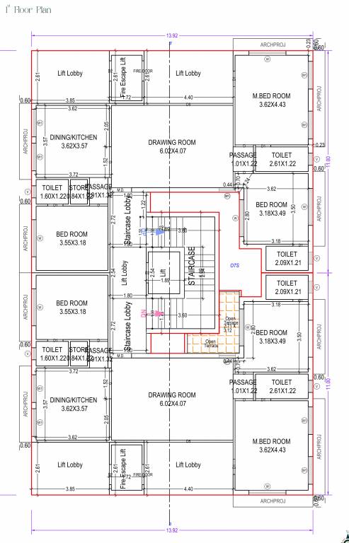 antriksh skyline Block 1 Cluster Plan for 1st Floor