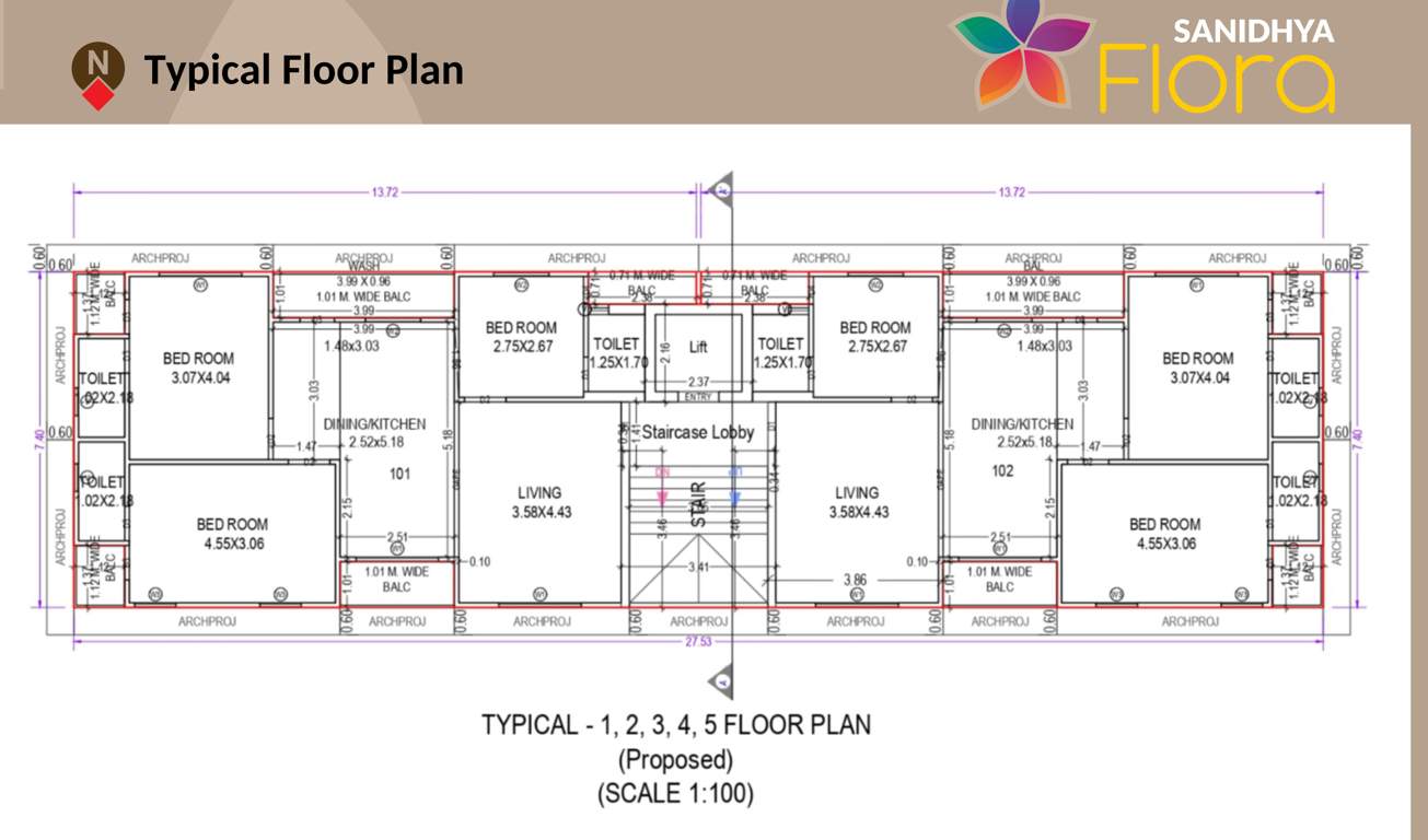  sanidhya flora Sanidhya Flora Cluster Plan from 1st to 5th Floor