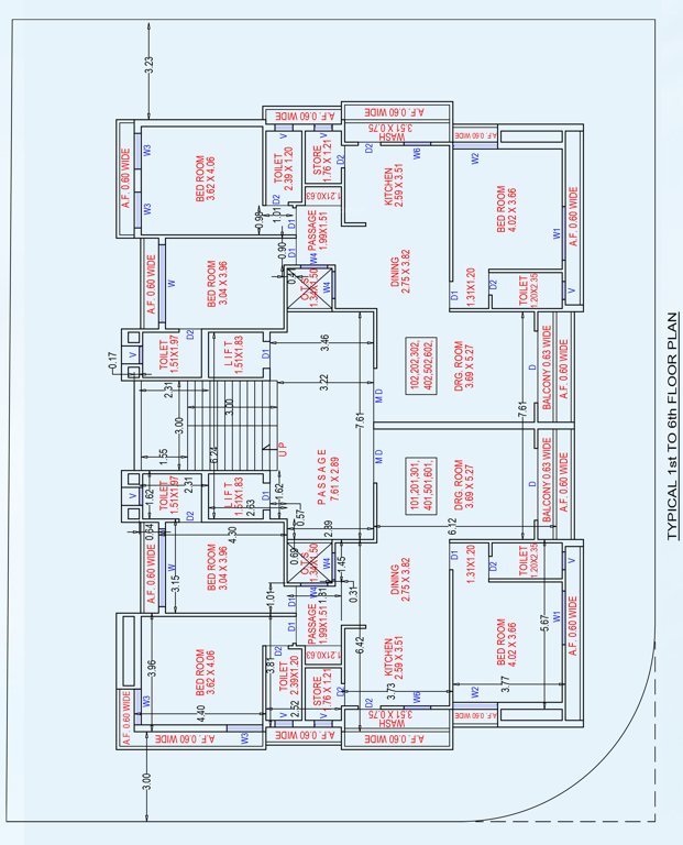  pushpak residency 04 Block 1 Cluster Plan from 1st to 6th Floor