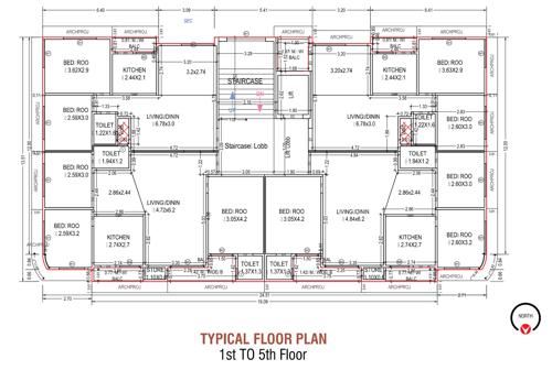  akshardwar-apartment A Cluster Plan from 1st to 5th Floor