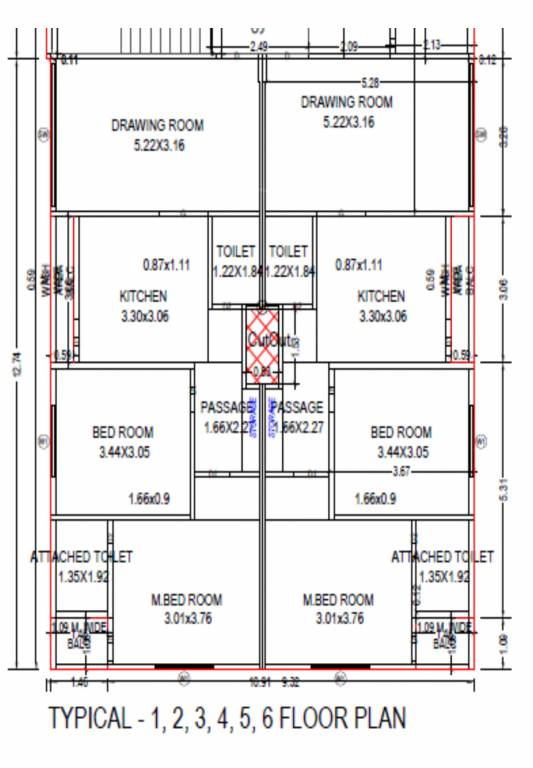  santram sanidhya Santram Sanidhya Cluster Plan from 1st to 6th Floor