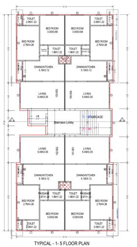 Vedant Gold A Wing Cluster Plan from 1st to 5th Floor vedant-apartments Vedant Gold A Wing Cluster Plan from 1st to 5th Floor