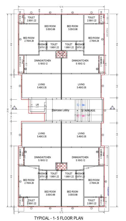  vedant apartments Vedant Silver  A Wing Cluster Plan from 1st to 5th Floor