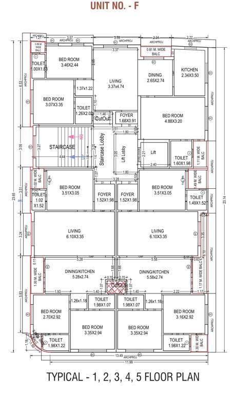  kalp upvan residency Tower F Cluster Plan from 1st to 5th Floor