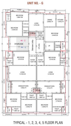  kalp-upvan-residency Tower G Cluster Plan from 1st to 5th Floor