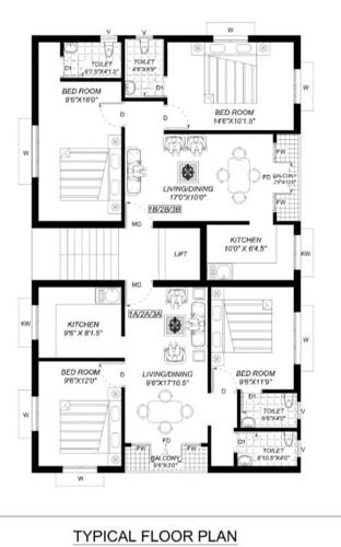  charans-billbergia Block B Cluster Plan from 1st to 3rd Floor